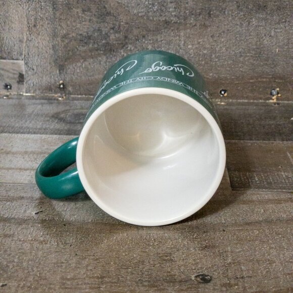 VINTAGE CHICAGO THE WINDY CITY COFFEE MUG RETRO DINER CUP CERAMIC GREEN - Picture 4 of 6